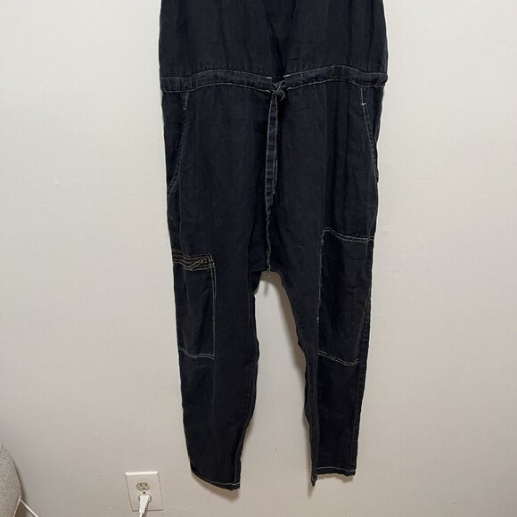 Current/Elliott The Zip Cargo Linen Washed Black Jumpsuit Size 2‎ (Medium) - Picture 3 of 11